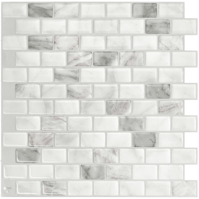 Smart Tiles Contemporary White Hexagon Peel and Stick Tile Backsplash  SM1038 