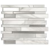 Smart Tiles Milano Carrera Peel and Stick Backsplash - Grey - 10-in x 11-in - Multi-Finish Resin - Marble Look - 4-Pack
