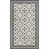 Hogar Studio Grazia Grey and Black Square Mat 2-ft x 3-ft