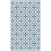 Hogar Studio Eva Blue and Cream Square Mat 2-ft x 3-ft