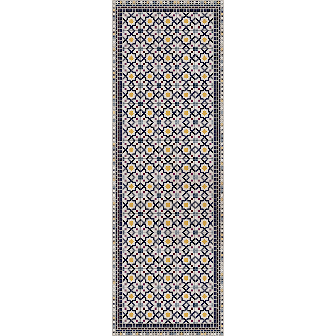 Hogar Studio Albert Yellow and Blue Rectangular Mat 24-in x 72-in
