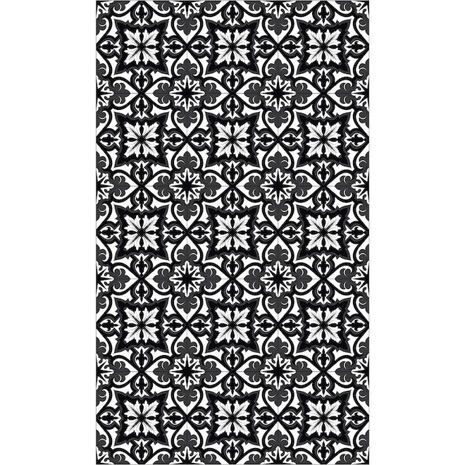 Hogar Studio Octave Black and White Rectangular Mat 20-in x 34-in