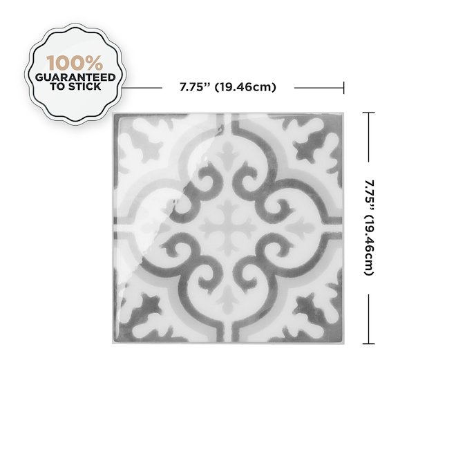 Smart Tiles Vintage Girona Cordu Peel and Stick Tiles 11.58-in x 22.56-in Grey Pack of 4