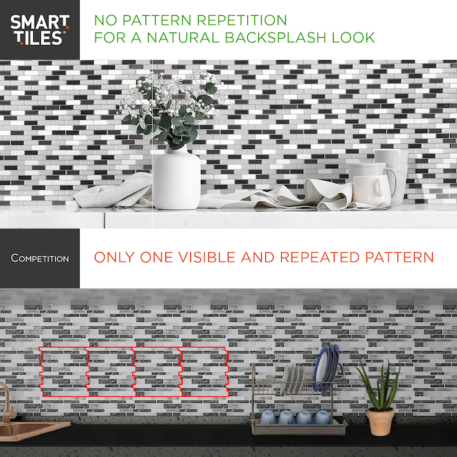 Smart Tiles Morocco Adhesive Backsplash Tiles - Resin - White - 11.43 x 9-in - 4-Pack