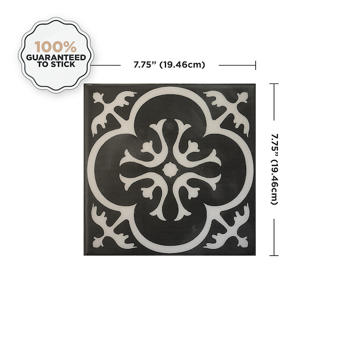 Smart Tiles Vintage Girona Adhesive Backsplash Tiles - Resin - Black - 7.75 x 7.75-in - 4/box