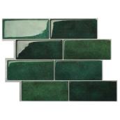 Smart Tiles Metro Fiona Adhesive Backsplash Tiles - Resin - Green - 11.56 x 8.38-in - 4-Pack