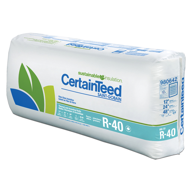 CertainTeed R40 Beige Insulating Wool in Fibreglass - 12-in x 24-in x 48-ft 40 sq.ft.