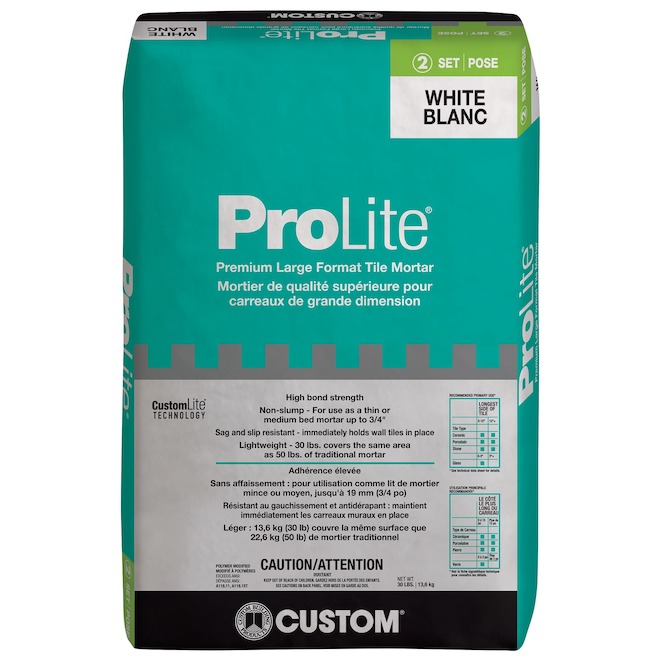 ProLite Tile Mortar for Large Format Tile White - Bag of 30-lb