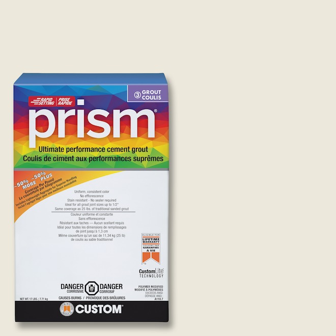 CUSTOM Prism Cement Grout Ultimate Performance 7.7-kg - Bright White