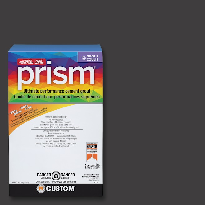 CUSTOM Prism Cement Grout Ultimate Performance 7.7-kg - Charcoal