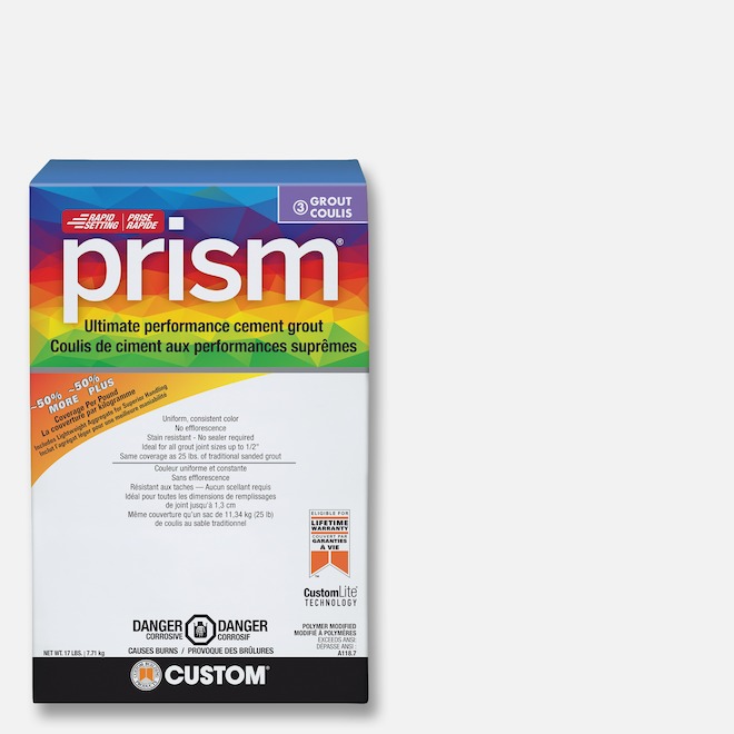 CUSTOM Prism Cement Grout Ultimate Performance 7.7-kg - Arctic White