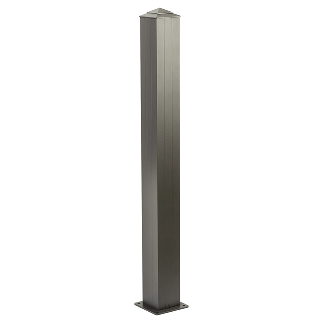 Railing Stair Post - 6'' x 6'' x 44 1/2'' - Aluminum - Titanium Grey