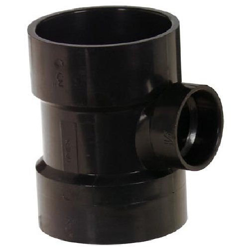 Ipex ABS-DWV Sanitary Tee - Hub Inlet and Outlet - Black - 3-in x 3-in x 1 1/2-in dia