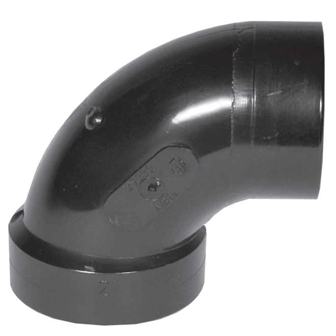 Ipex ABS Elbow Fittings - 1 1/2-in Dia - 90° Angle - Spigot and Hub - Black
