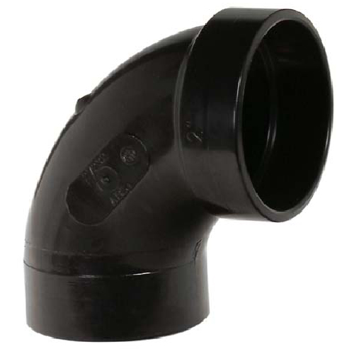 Ipex ABS Elbow Fittings 3in Dia 90° Angle Spigot and Hub Black