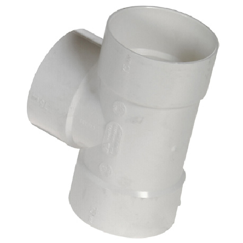 Ipex PVC-BDS Straight Tee - Hub Inlet and Outlet - White - 3-in dia