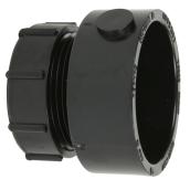 Adaptateur de siphon femelle Ipex en ABS, diamètres 1 1/2 po x 1 1/4 po, moyeu et écrou en plastique, noir