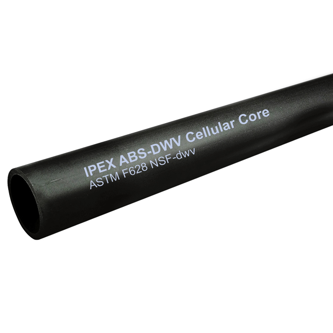 Ipex ABS Cellcore Pipe - For Drain Waste and Vent System - Black - 4-in Dia x 12-ft L