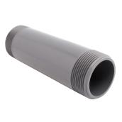 Mamelon de PVC, fileté deux extrémités, sch 80, 1 1/2", gris