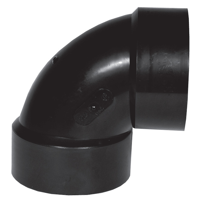 Coude d'aération en plastique ABS noir 1 1/2 po Ipex