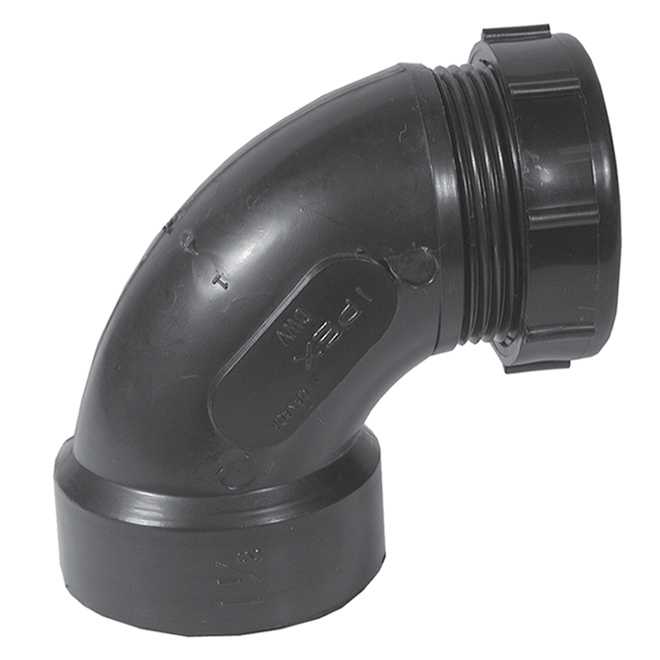 Ipex 1 1/2-in diameter Black ABS Plastic Elbow with Slip Joint Nut and Hub