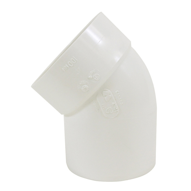 IPEX White PVC 45-Degree 3-in Spigot-Hub Sanitary Elbow