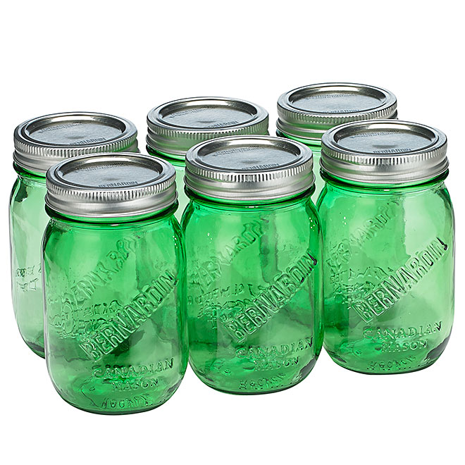 Mason Style Vintage Pint Jars  - 500 ml - Pack of 6 - Green