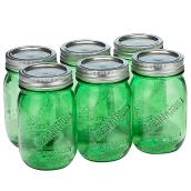 Bocaux d'époque style pot Mason, 500 ml, paquet de 6, vert