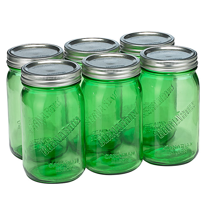 Mason Style Vintage Pint Jars  - 946 ml - Pack of 6 - Green
