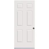 Masonite 6-Panel White Finish Entry Door - Left-Handed Swing - 24 Gauge Steel - Durable - 32-in W x 80-in H