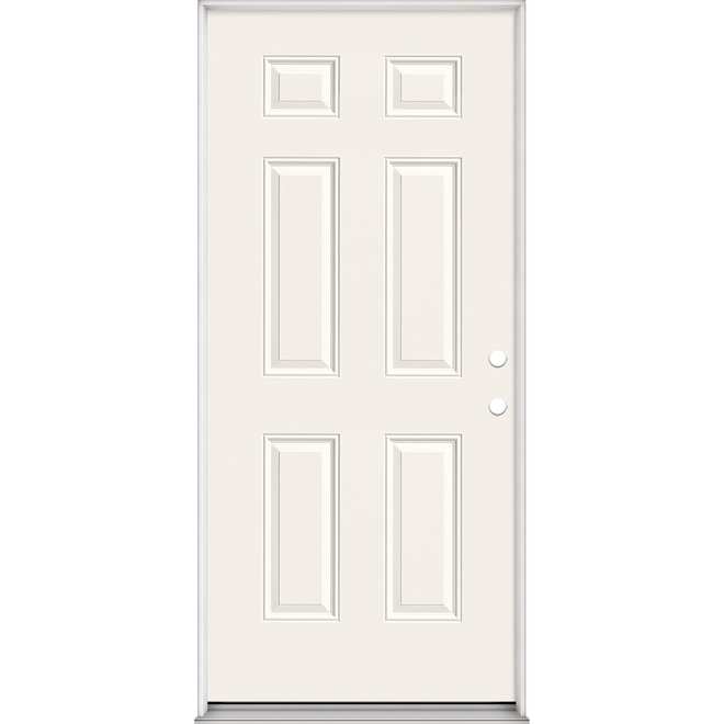 Masonite Steel Entry Door in White - 6-Panels - Right-Hand Swing - Ready for Lockset