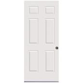 Masonite 6-Panel White Entrance Door with Right-Handed Swing - 26-Gauge Steel - 34-in W x 80-in H - ENERGY STAR®