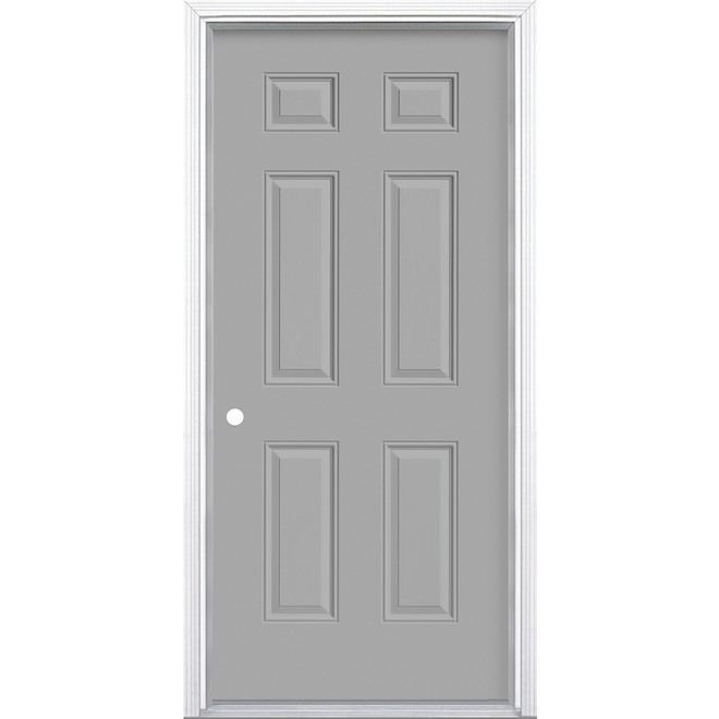 Masonite White Steel Entry Door - Traditional 6-Panel - Energy Star Certified - 32-in W x 80-in H