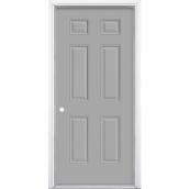 Masonite 6-Panel Exterior Door - Right-Hand Swing - 30-in W x 80-in H - Grey Steel