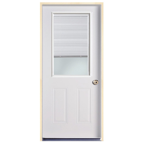 Masonite Exterior Steel Entry Door with Window Insert - Built-in Blinds - 32-in W x 80-in D - 4 9/16-in D Jamb