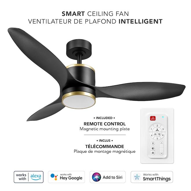 Globe Electric 48-in Black, LED Residential Ceiling Fan - 3-Blade