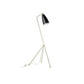Lampe sur pied Zephir, 60", abat-jour noir, laiton antique