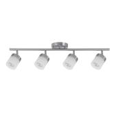 Luminaire sur rail Hanrahan, 4 lumières, trèfles, métal/verre