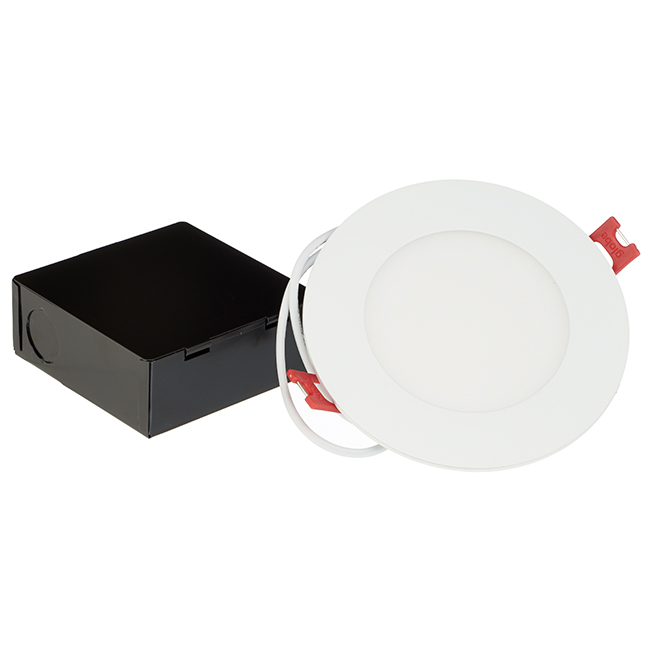 Luminaire encastré réglable, mince, 4", DEL 9 W, blanc