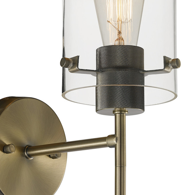 Globe Electric Cusco 4.73-in W 1-Light Antique Brass Vintage Arm Hardwired Wall Sconce