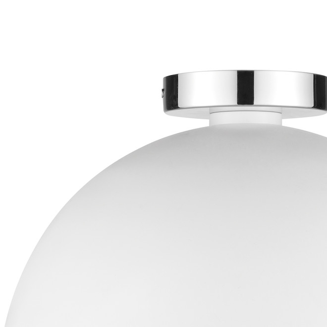 Globe Electric Semi-Flush Mount Ceiling Light with Chrome Base - 14-in - 1-Light - Matte White Shade