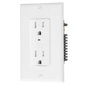 Globe Electric Wi-Fi Smart Double Receptacle Outlet - Voice Activated - White - 15-amp - 125-volt