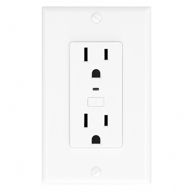 Globe Electric Wi-Fi Smart Double Receptacle Outlet - Voice Activated - White - 15-amp - 125-volt