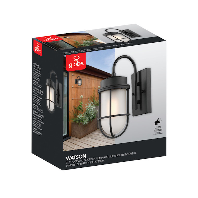 Watson 1-Pack 11.96-in H - Black Hardwired Medium base (E-26) Outdoor Wall Light