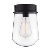 1-Pack 10.7-in Edelman by Globe Electric - Matte Black- Vintage Style - E-26 Bulb Flush Mount Light