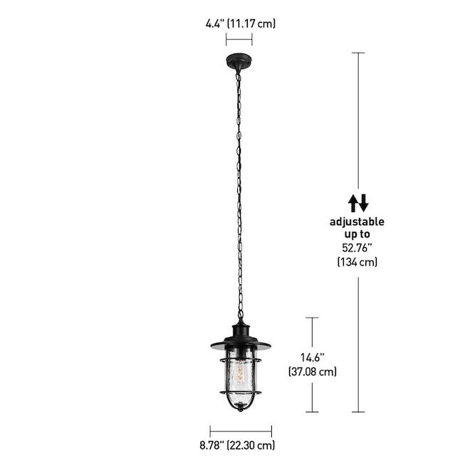 Turner Black Matte Vintage- Seeded glass - Jar Shaped - Standard Bulb Pendant Light