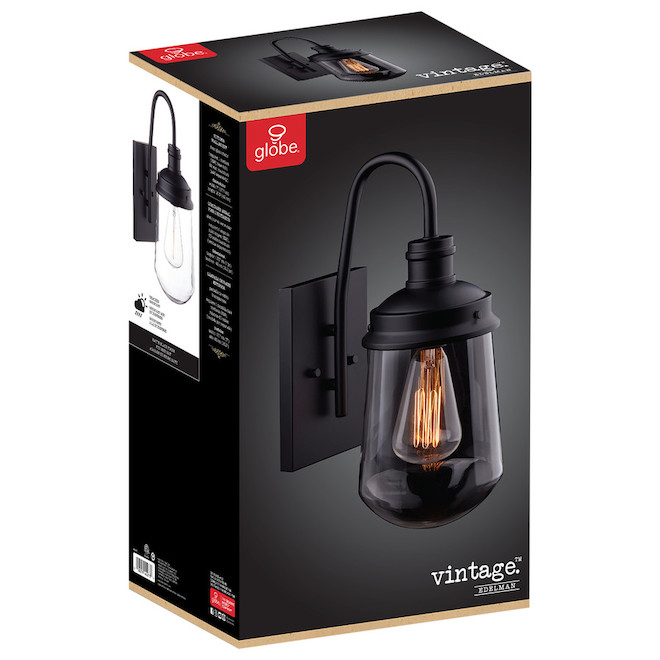 Mandela 1-Pack 16.55-in H - Black Matte Hardwired Medium base (E-26) Outdoor Wall Light