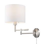 Globe Electric 2-in-1 Wall Sconce with Swing Arm - Fabric - Nickel and White