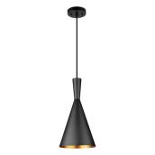 Globe Electric Mira 2-in-1 1-Light Black Matte with Gold Interior Pendant Light