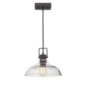 Globe Electric 2-in-1 Pendant Light with Clear Shade - Glass - Matte Black